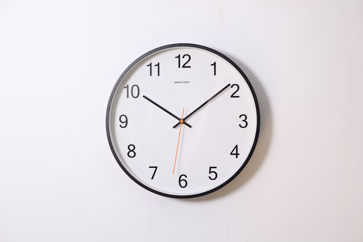 A clock on a bright white background